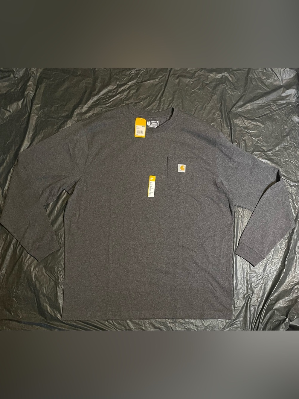 Carhartt Men’s 2XL Tall Gray Long Sleeve Pocket T-Shirt Workwear Big & Tall